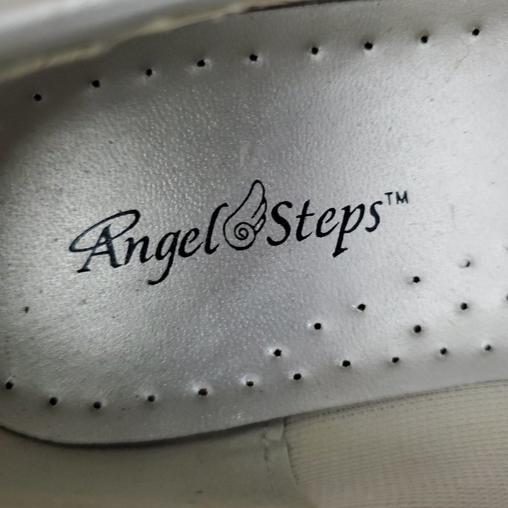 💎305 Angel Steps Studded Silver Metallic Slip On Loafer Shoe - Picture 4 of 7